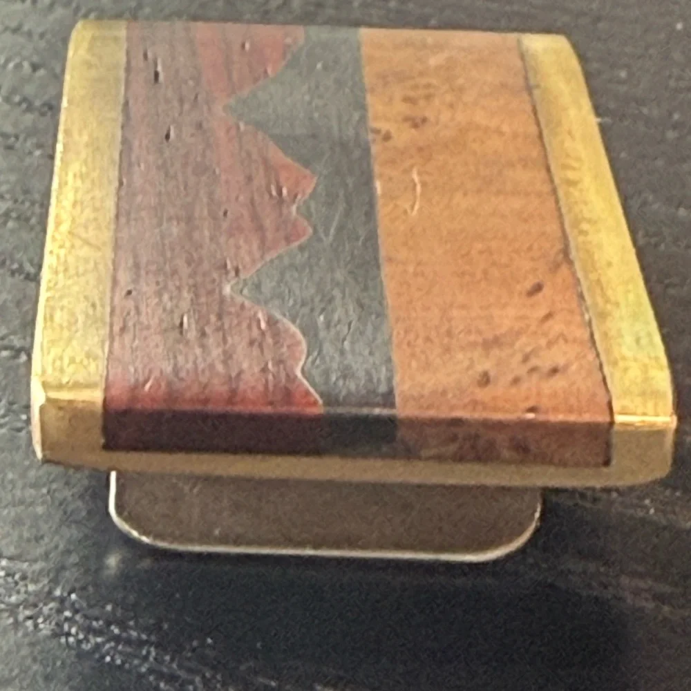 Vintage 1970’s Kenneth Reid Wooden Money Clip with Brass Accents